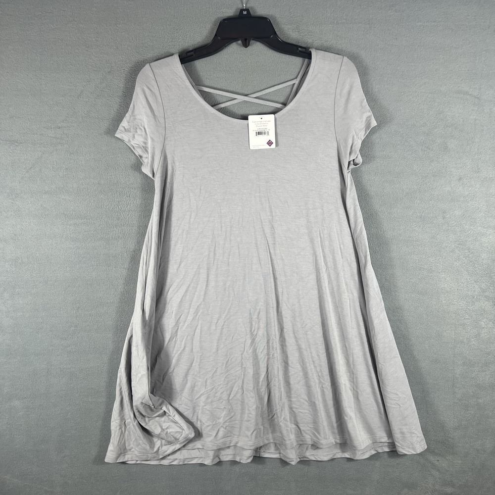 Mountain Mamas Criss Cross Shorty Tunic Dress Women's XS Radiant Grey A-Line New